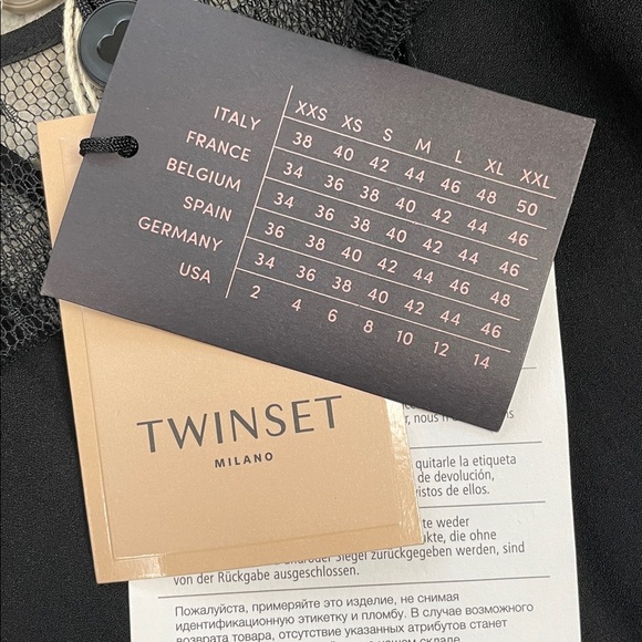 NWT Twinset Short Sleeve Flounce Mini Dress Black Swiss Dot Illusion Sz 42 - Picture 12 of 16